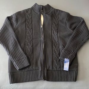 NWT Club Room fleece and wool zip up sweater, size large